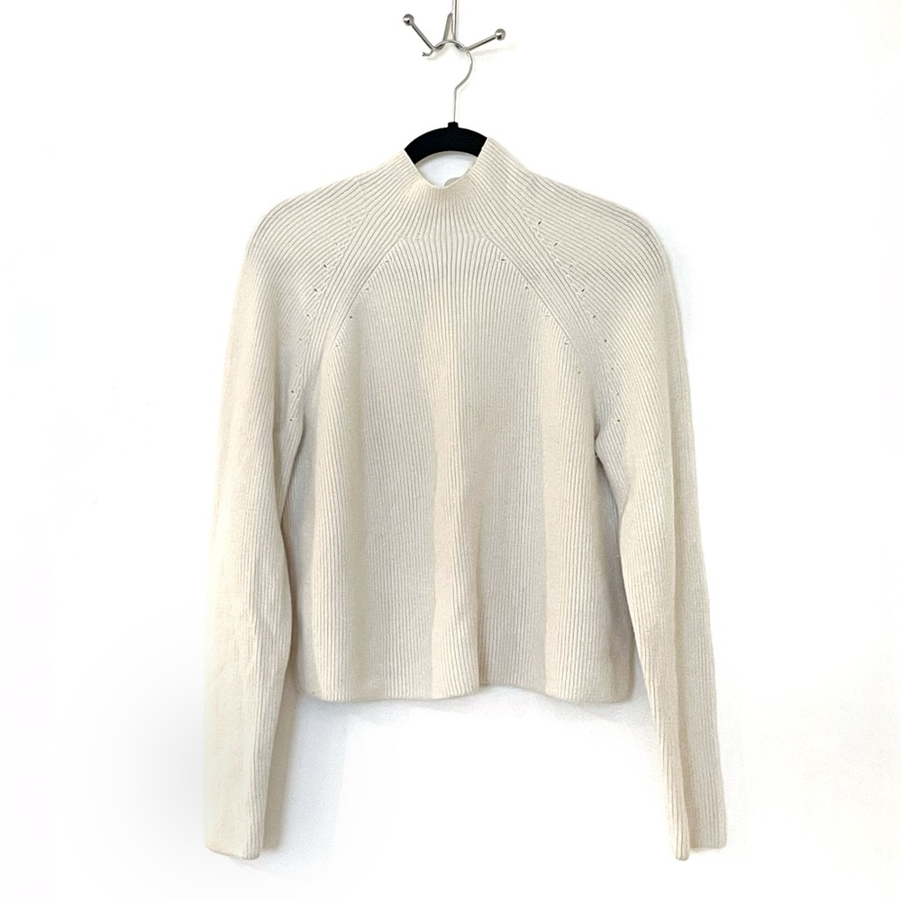 & Other Stories Cream Wool Blend Mock Neck Sweater